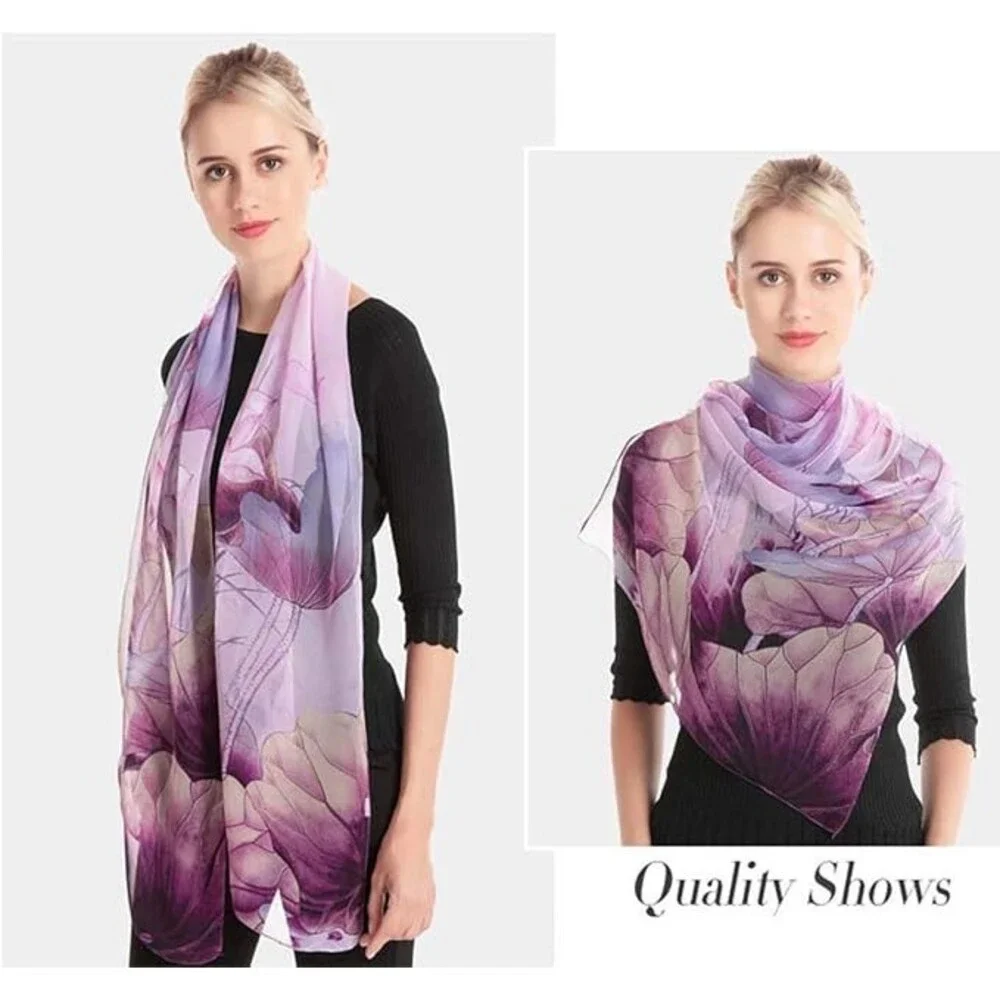Acotavie Women's 2 Pcs Scarfs Lightweight Scarves Floral Print Shawls ONE SZ